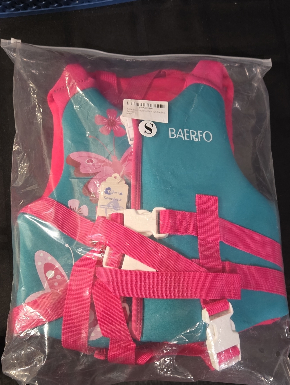BAERFO Kids Life Vest - Teal & Hot Pink - Picture 2 of 4